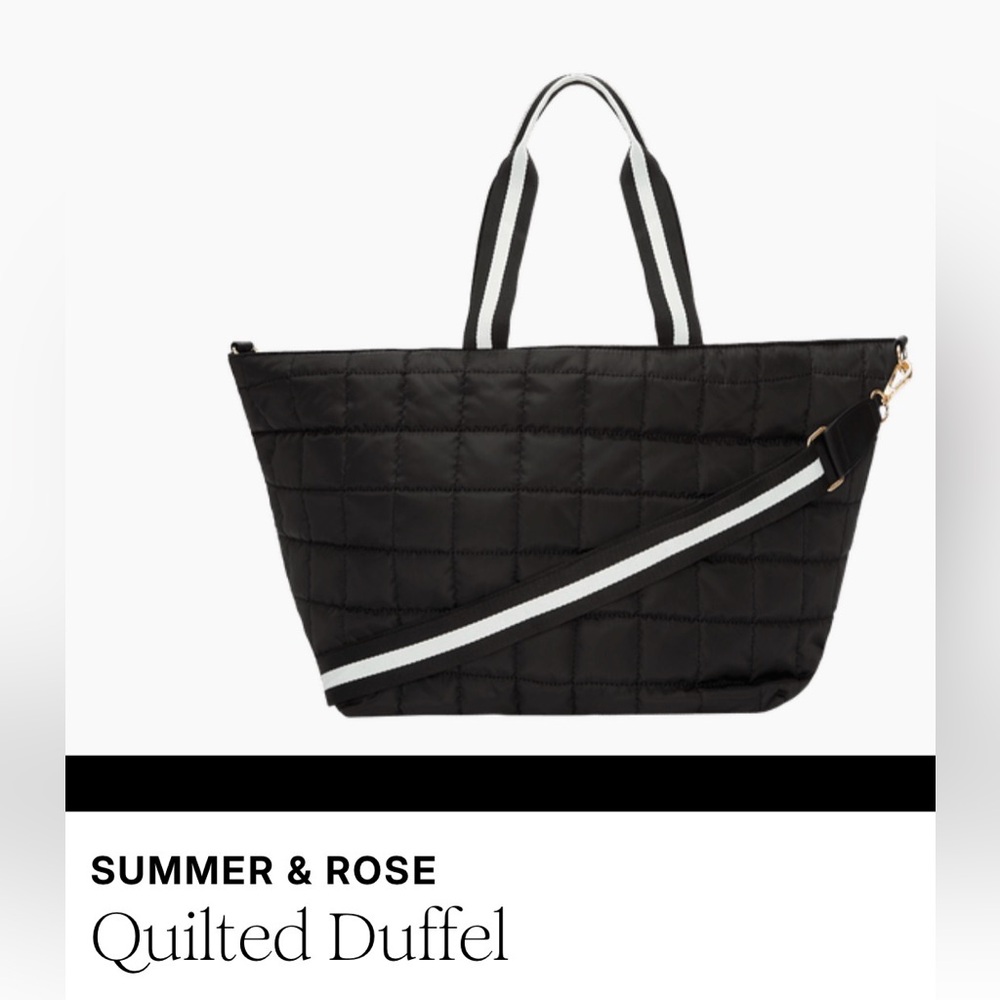 Summer & Rose Quilted Duffel Bag - Black & White
25" X 11.75" X 12.5", NWT